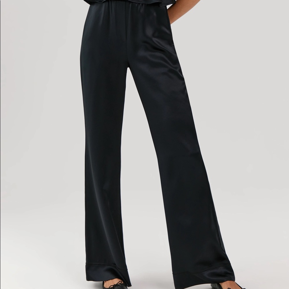 Something Navy Chloe Silky Black Trousers